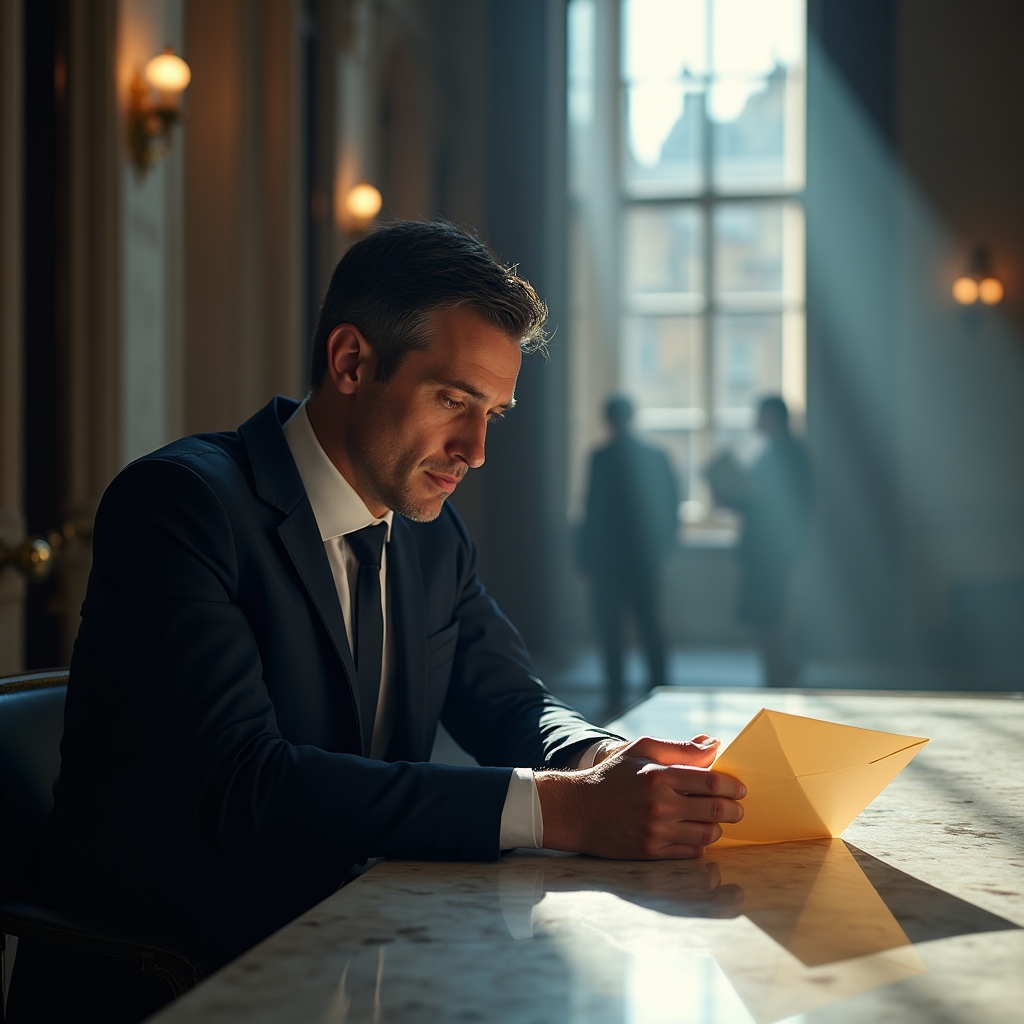 Člověk přemýšlí nad finančními dokumenty při ranním světle